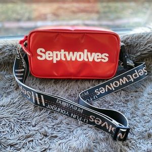 Septwolves Crossbody Bag Red 10” X 5”.